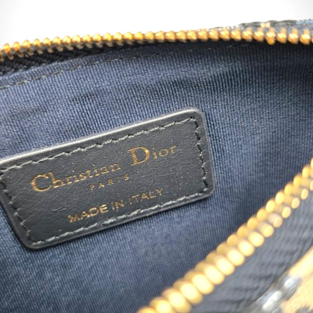 DiorTravel Myrte Zipped Key Case Blue Dior Oblique Jacquard - w/ Box + Dust Bag - Picture 7 of 9